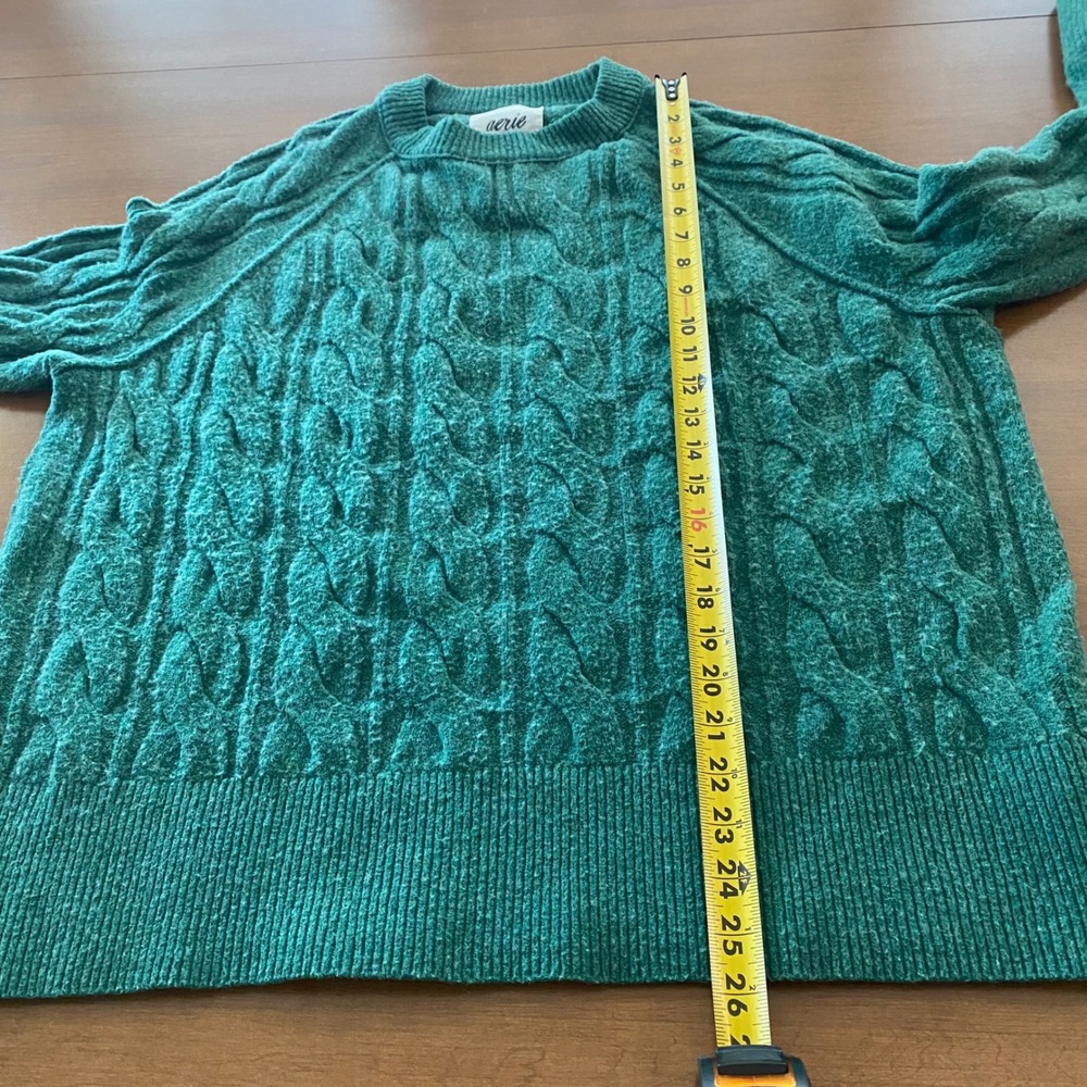 Aerie Green Cable Knit Crew Neck Raglan Sweater Medium DV5G1LZ5